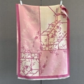 Detail of pink floral cashmere shawl featuring vintage patterns and soft white tassels - 190*68cm / Pink (GSJ-590-Pink)