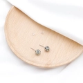 Runde Ohrstecker aus natürlichem Fleckstein mit silbernen Metallstiften und Verschlüssen - Dalmatinerjaspis