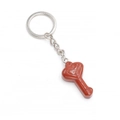 Polished reddish-brown heart-shaped stone key pendant with silver metallic ring - Red Jasper