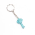 Turquoise heart key keychain with silver link chain and 520 engraving detail - Synthetic Turquoise