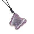 Colgante de mariposa de amatista natural tallada con cordón negro de bisutería - Amatista