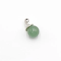 Aventurine green crystal ball pendant with vintage silver Christmas hat style metal cap - Green Aventurine