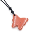 Colgante de mariposa en piedra jaspe rojo natural con cordón de collar tejido negro - Jaspe Rojo