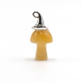 Yellow crystal mushroom pendant with silver wizard hat and metal hanging loop - Topaz