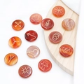 Red Agate Rune Stones with Gold Engraved Symbols for Divination and Reiki Healing - Red Agate