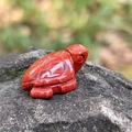 Red jasper sea turtle figurine carved from natural gemstone with polished shell pattern - Red Jasper