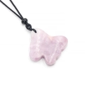 Colgante mariposa amatista lavanda con cordón negro y piedra natural pulida - Piedra Lila