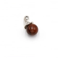 Retro vintage style red obsidian crystal sphere pendant with ornate silver metal cap - Mahogany Obsidian