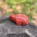 Red jasper hand-carved turtle figurine with geometric shell patterns for pendant use - Red Jasper