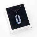 Natural oval sodalite stone ring pendant with blue textures on black braided cord - With Rope / Blue Spot Jasper