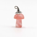 Ciondolo a fungo in quarzo rosa con cappello magico per collana di cristallo - Rosso Anguria (Sintetico)