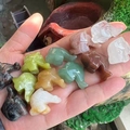 Mini figurine di delfini in pietre preziose naturali in vari colori tenute in mano - Delfino Piccolo