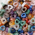 Mix of colorful heart-shaped hollow natural crystal gemstone beads for DIY jewelry making - Random Mix