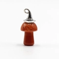 Ciondolo a forma di fungo in agata rossa naturale con cappello da mago in argento - Diaspro Rosso
