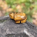 Hand-carved natural tiger eye stone turtle figurine with golden brown luster - Tiger's Eye