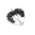 Silver tree of life heart pendant with black natural stones and wire wrapped design - Obsidian (Single Piece)