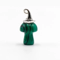 Pendente fungo in malachite con cappello da mago in argento e striature nere ondulate - Malachite (Sintetica)