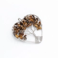 Handmade silver wire heart pendant with tiger eye natural stones tree of life design - Tiger Eye (Single Piece)