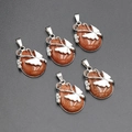 Teardrop gold sandstone necklace with carved butterfly silver wrap in five piece set - Goldstone (Synthetic)