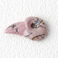 Pink natural quartz hand-carved bird skull pendant with unique mineral textures - Rhodonite