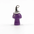 Ciondolo a fungo in ametista viola con cappello da mago per collana Halloween - Ametista