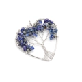 Handmade heart tree of life pendant with silver copper wire and blue natural stones - Lapis Lazuli (Single Piece)