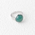 Adjustable silver stainless steel ring featuring a 15mm round green aventurine stone - Green Aventurine 1pc
