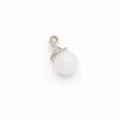Christmas hat silver pendant with white crystal agate round ball for necklaces - White Jade