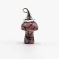 Ciondolo a fungo in rodonite rosa con cappello da mago in argento per collana - Rodonite