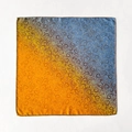 Vintage paisley silk square scarf with orange and blue-grey gradient pattern design - 62*62cm / Orange Blue Gradient