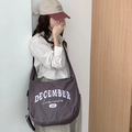 Grote nylon crossbody tas in donkergrijs met brede schouderriem voor dagelijks gebruik - Blauwgrijs