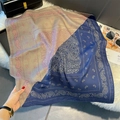 68cm paisley print square scarf in navy and beige, styled with fashion accessories - FW-141-Blue