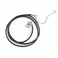 Natural crystal butterfly necklace with black wax cord and adjustable silver lobster clasp - Leather Rope