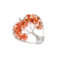 Silver wire wrapped heart necklace with orange agate stones and tree of life design - Red Agate (Single Piece)