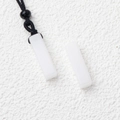 Minimalist white jade rectangular bar pendant with black woven necklace cord - White Jade