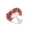 Handmade silver wire heart pendant with red jasper gravel tree of life design - Red Jasper (Single Piece)