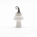 Pendaglio a forma di fungo con cappello da mago in pietra naturale bianca e argento - Howlite