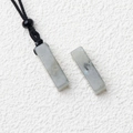 Rectangular natural labradorite stone pendant with black woven cord necklace - Labradorite