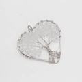 Handmade silver copper wire wrapped heart pendant with tree of life and natural crystals - Clear Quartz (Single Piece)