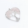Silver wire wrapped heart necklace with tree of life design and pink quartz stones - Rose Quartz (Single Piece)