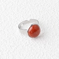 Adjustable silver ring with 15mm round red agate stone and vintage stainless steel setting - Red Jasper (1 Pc)