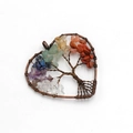 Handmade copper wire heart pendant with multicolored natural stone tree of life crystals - Bronze Chakra Stone (Single Piece)