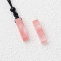 Rectangular pink crystal pendant with black woven cord and smooth polished surface - Watermelon Red (Synthetic)