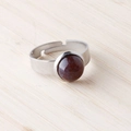 Adjustable stainless steel ring featuring an 11mm round reddish-brown agate stone inlay - Multicolor Agate