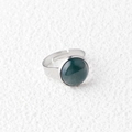 Green aventurine stone ring with silver adjustable stainless steel band setting - Indian Agate 1pc