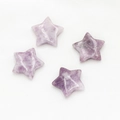 Set of four star-shaped purple lepidolite crystal stones with natural polished finish - Phosphosiderite