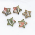 Five pieces of 20mm star-shaped unakite natural crystal stones with green and pink patterns - Unakite