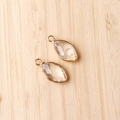 Marquise cut clear crystal pendant with gold plated copper edging for DIY jewelry - White Crystal