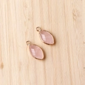 Marquise cut pink crystal pendant with gold metal frame and ring for DIY jewelry - Rose Quartz