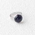 Silver adjustable ring with 15mm round blue sand stone showing starry sky effect - Blue Sandstone (Synthetic) (1 Pc)